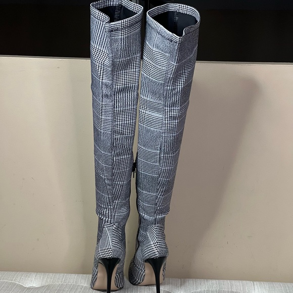 Beth Multi Plaid Pull on Stretch Tall Boots - Picture 6 of 13